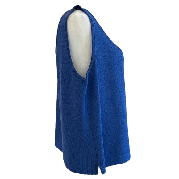 St. John Blue Sleeveless Knit Sweater Shell Top - Picture 2 of 3